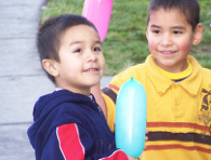 Children with their Christmas gifts